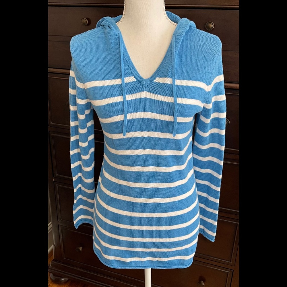 EDDIE BAUER HOODED KNIT TUNIC SWEATER